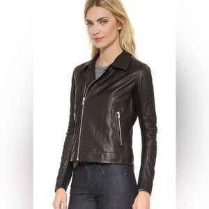 Genuine leather jacket black moto